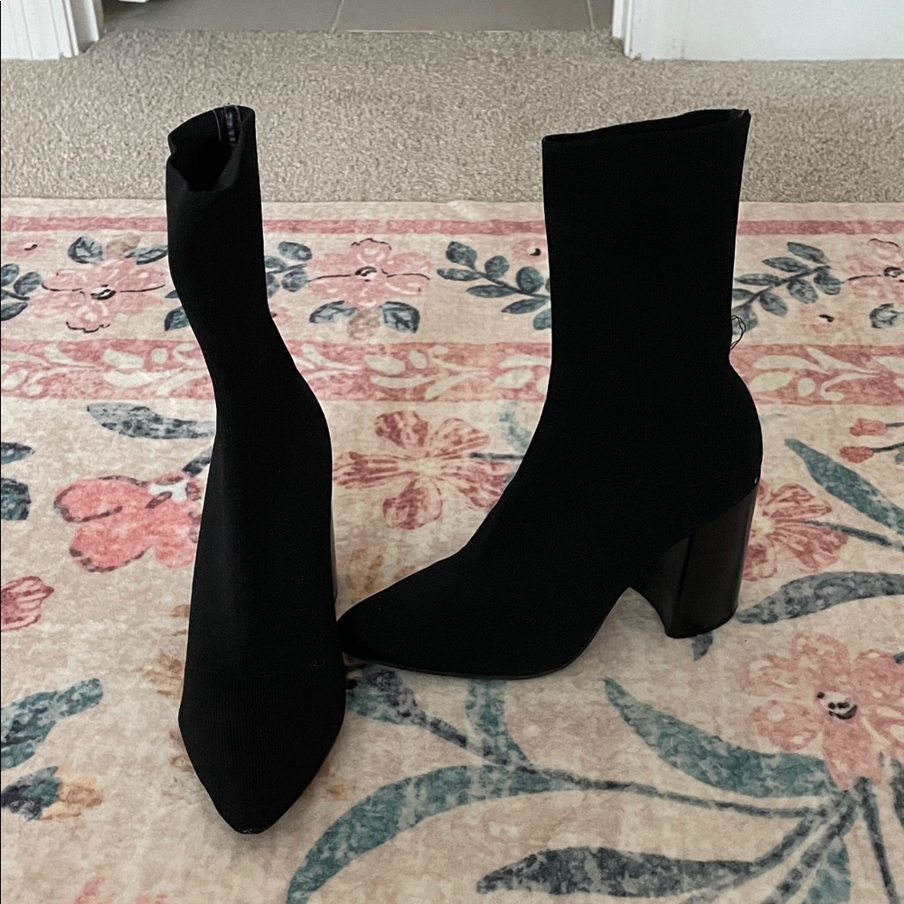 Zara Black Heeled Sock Boots